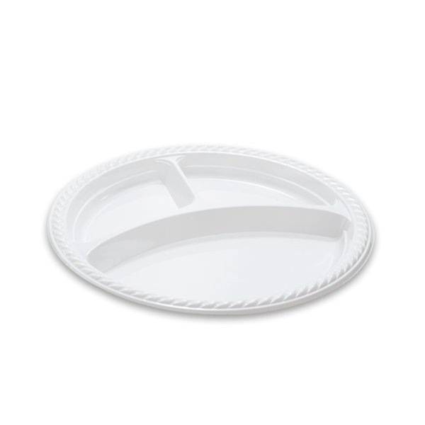 Dimexsa Plastic Plate Special Type 3Portion 22CM 25PCS 0520009-1 5202501911617