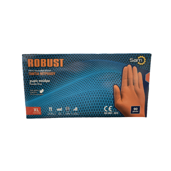 Mopatex Γάντια Μιας Χρήσης Robust Nitrile Πορτοκαλί 90ΤΕΜ Large 9095-L 5213000743005
