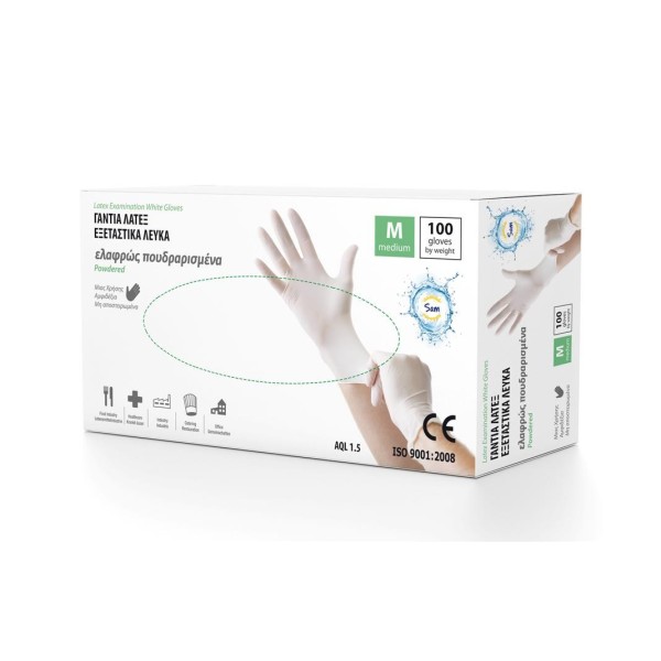 Mopatex Gloves Disposable Latex White 100PCS Medium 1926-M 5213000740028