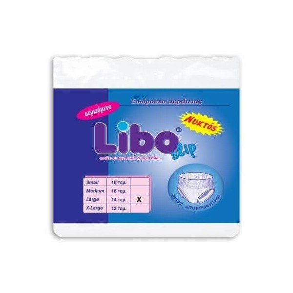 LIBO Incontinence Diapers Slip Large 14Pcs LIBO ΒΡΑΚΑΚΙ ΝΥΚΤΟΣ -L- 5204899100826